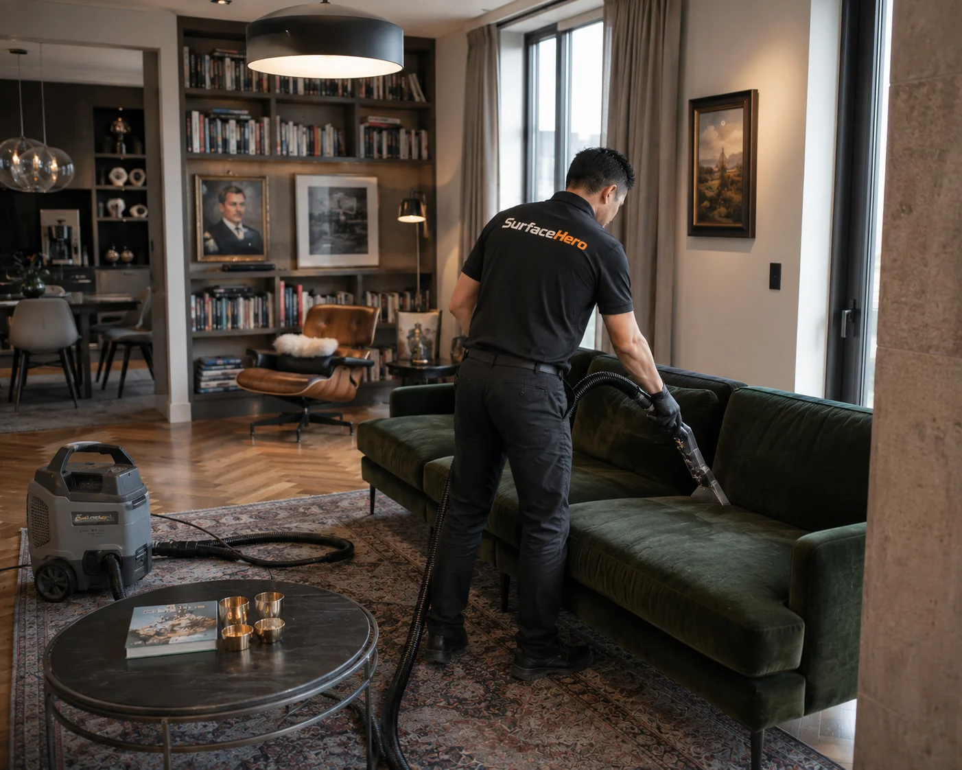 SurfaceHero specialist working on sofa in Montreal